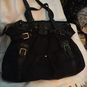 STYLISH  suede & leather TOTE 👜 black👍🏼❤️💋